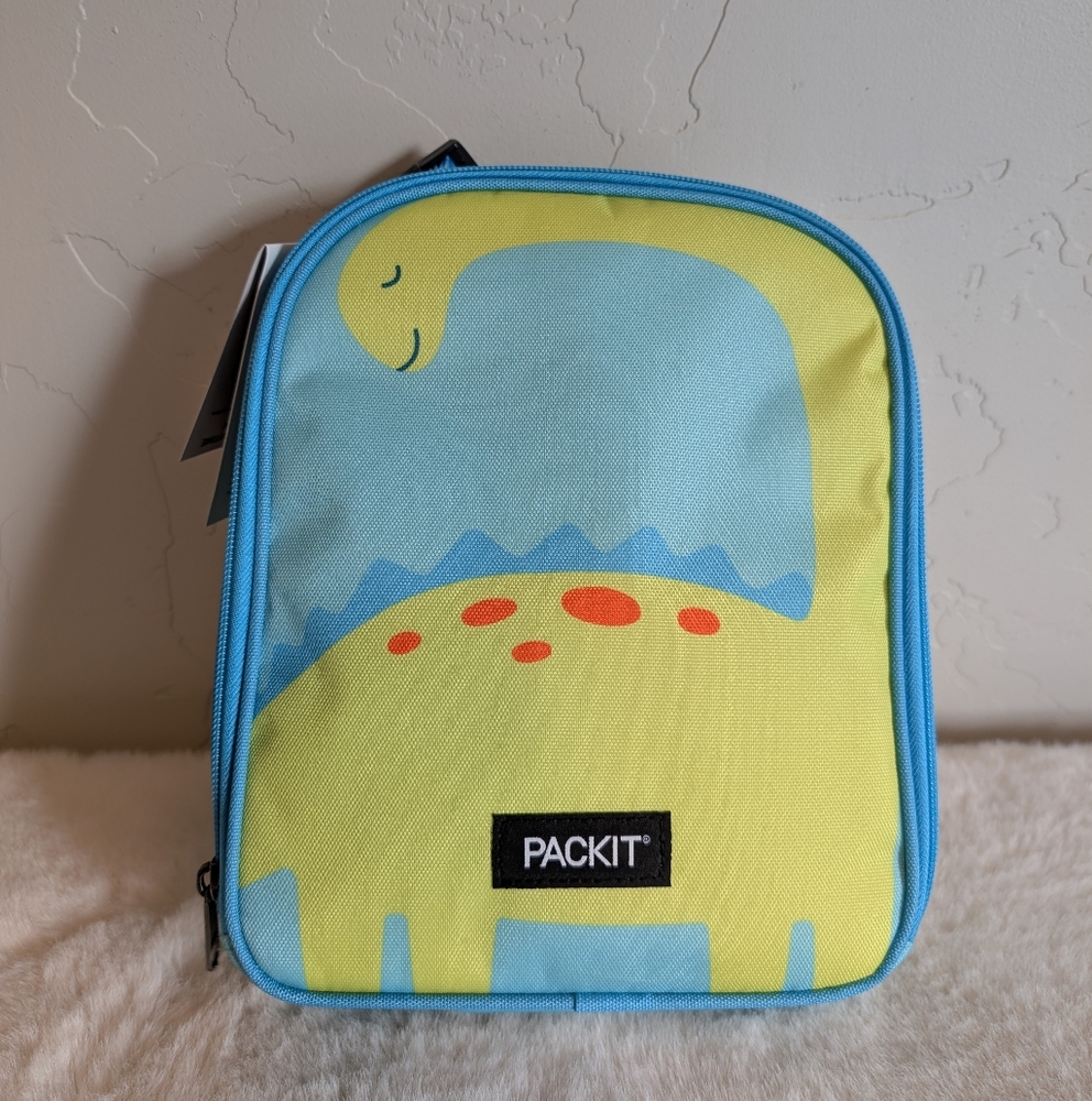 NWT PackIt Dinosaur Lunch Box | Blue Yellow | Freezable EcoFreeze